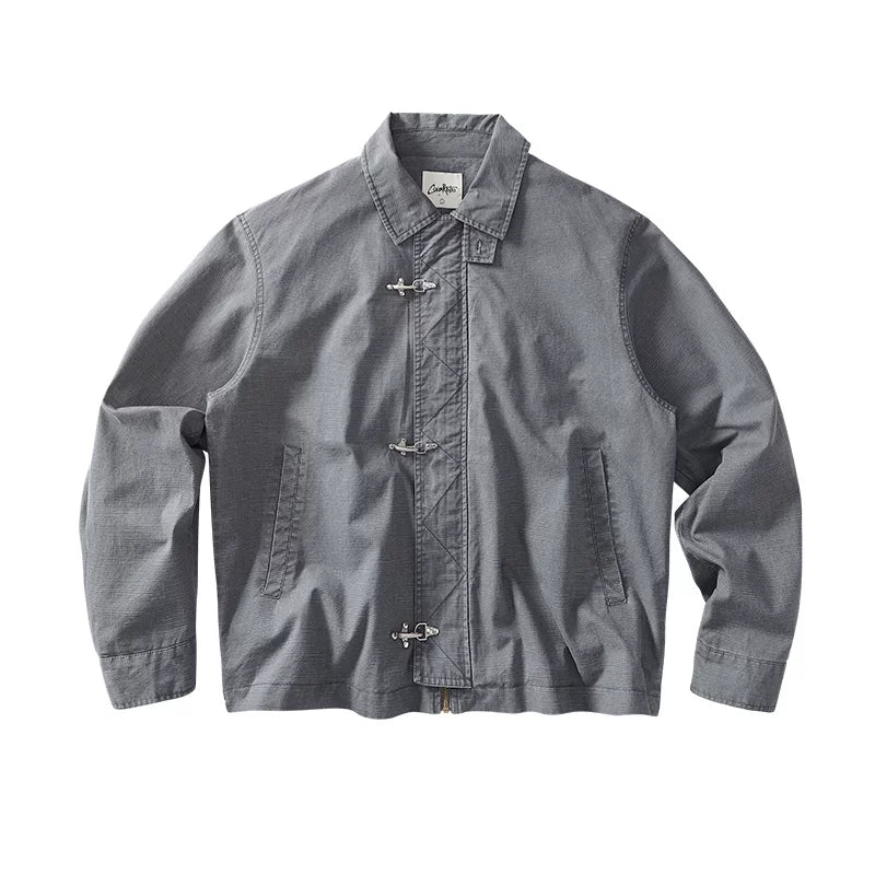 CoosRetro Vintage Washed Old Placket Tooling Jacket