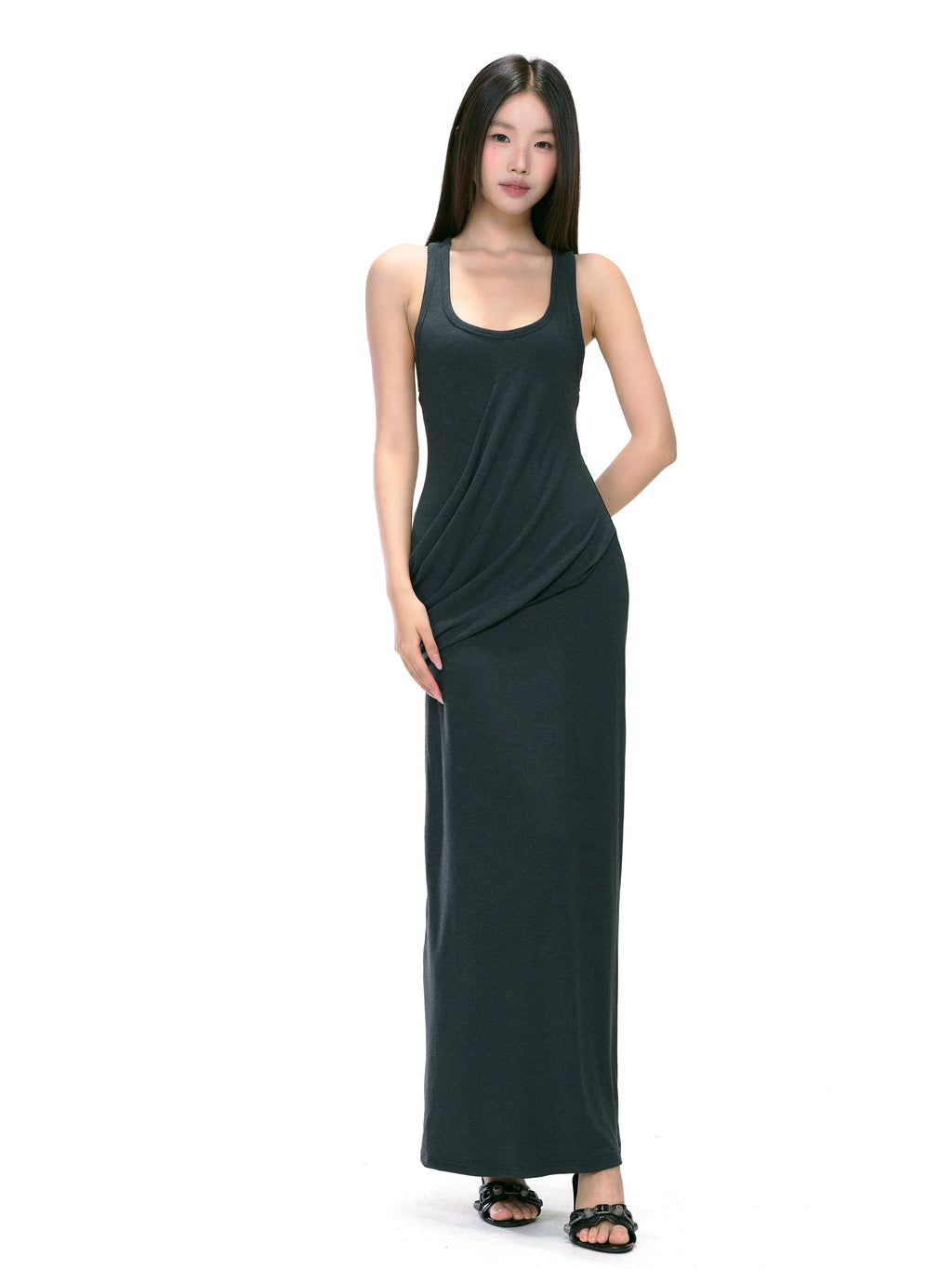 WITHMIN Sleeveless Pleated Vest Dress