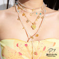 ParanoidP Lemon Crystal Beaded Multi-Layered Necklace