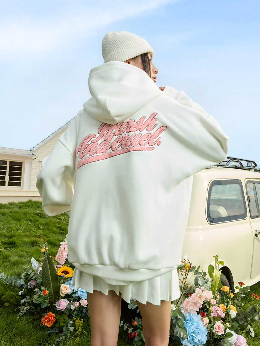 Harsh and cruel plush flower handwritten Hoodie