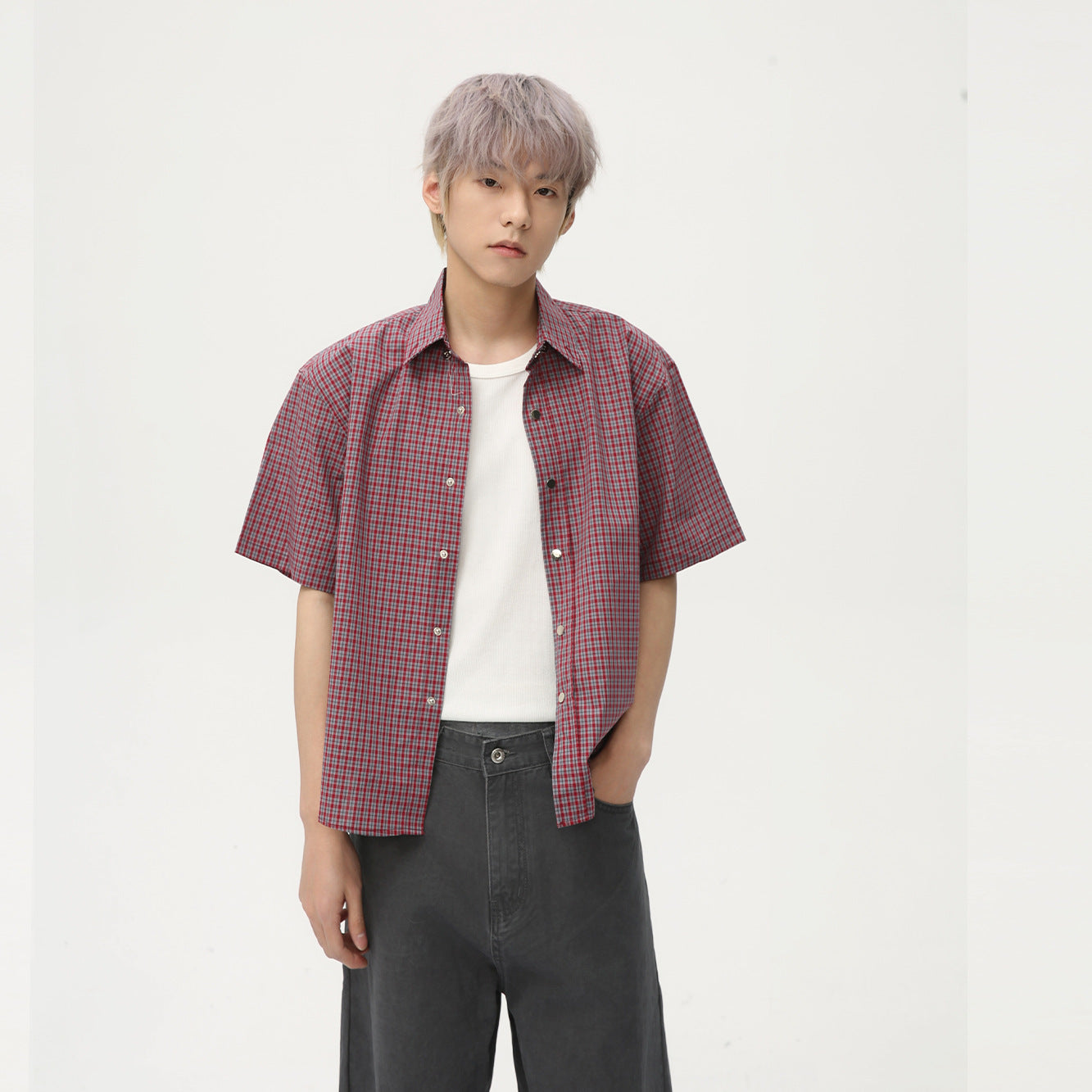 MTLCLOTHES Loose and Versatile Retro Korean Half-sleeved Shirt