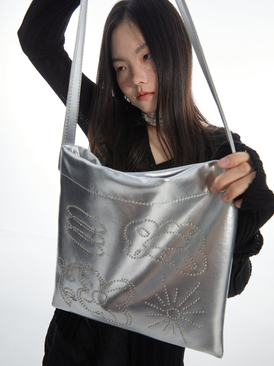 DirtySix Cow Split Leather bang bang franc small flower bag "FAFA" millet nail design