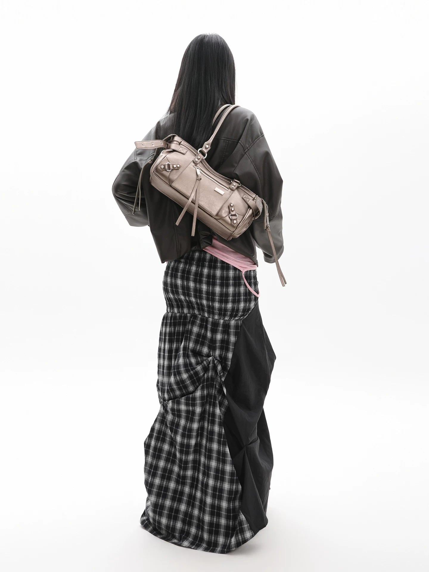 JANDRESS Vintage Rivet Zipper Underarm Bag