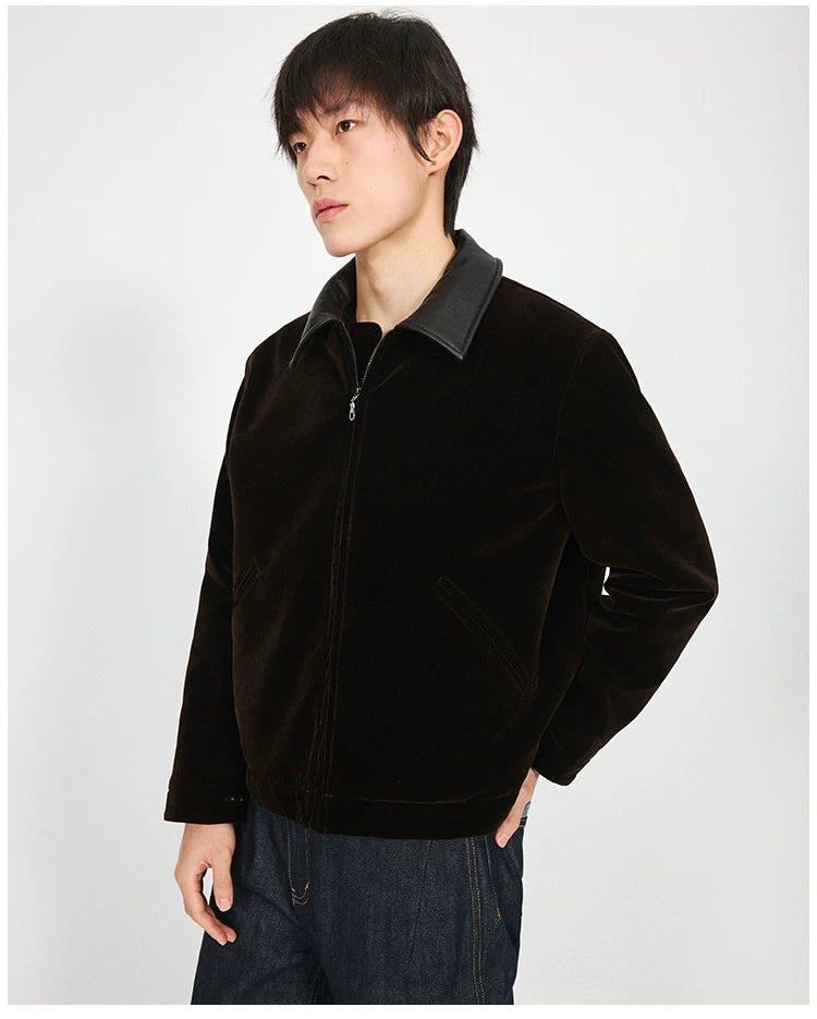 Stay The Night Velvet Leather Collar Shoulder Jacket