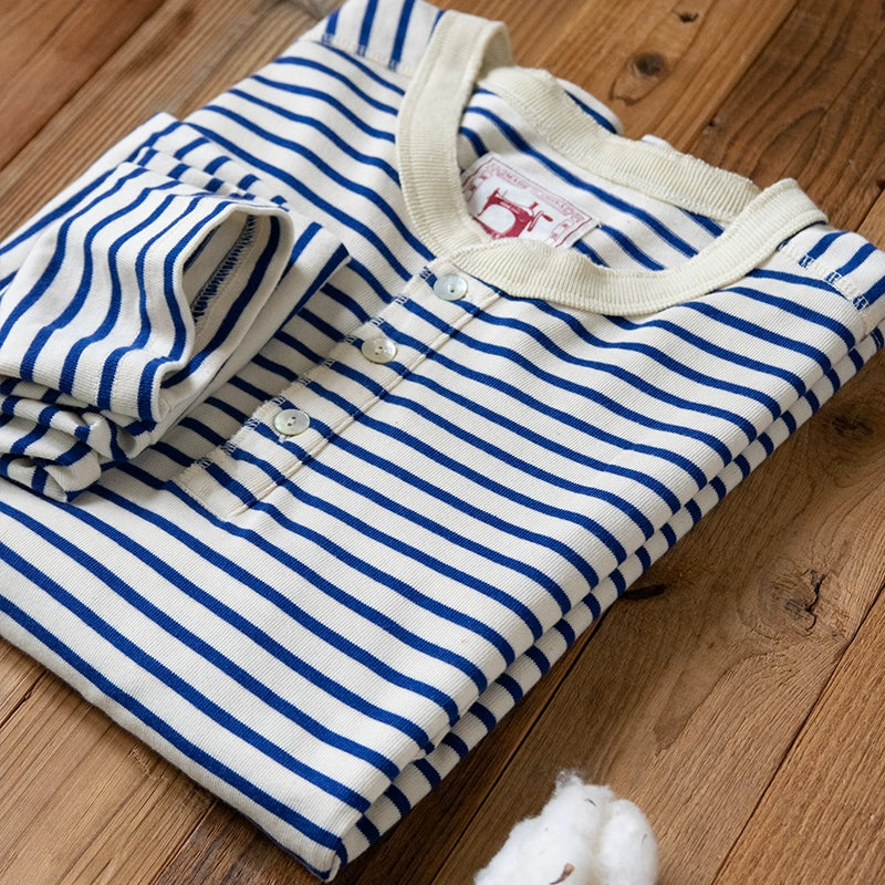 PrintAce Vintage Striped Blue and White Long Sleeves