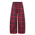 11KN Retro Plaid Drawstring Casual Wide-leg Pants