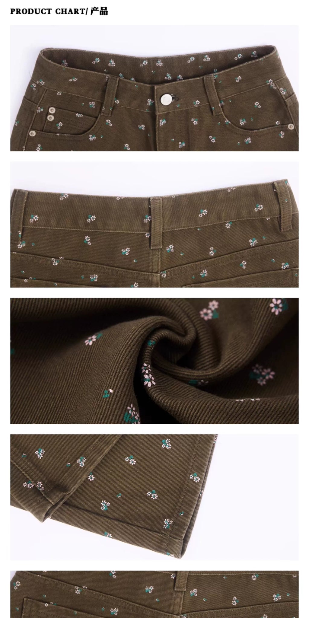 ZAVK Retro Floral Wide-leg Jeans