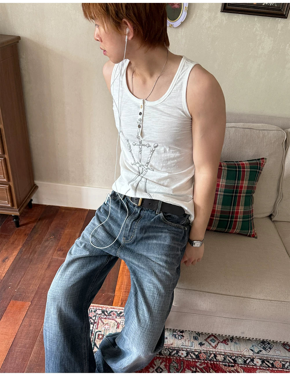 TREclub Henry Collar Button Casual Vest