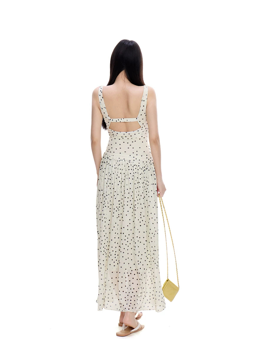 WITHMIN Waist Polka Dot Suspender Dress