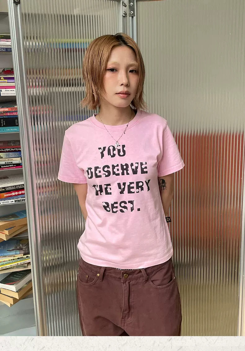 MMBBT Polka Dot Letter Print Round Neck Tee