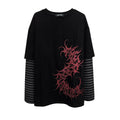 Wetbody Centipede Print Fake Two Long Sleeves