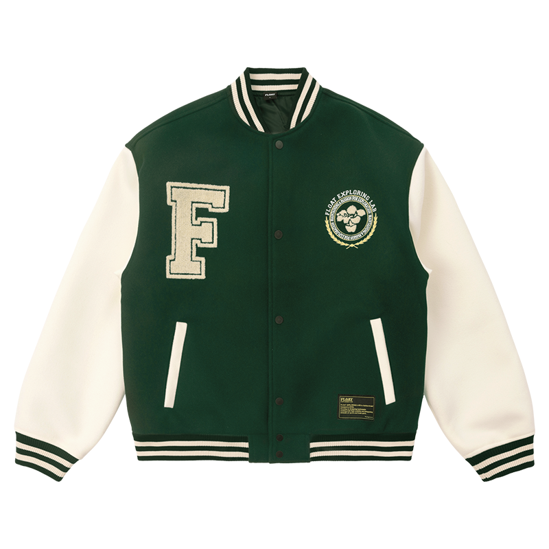 FLOAT Embroidered Contrasting Stitching Loose Baseball Jacket