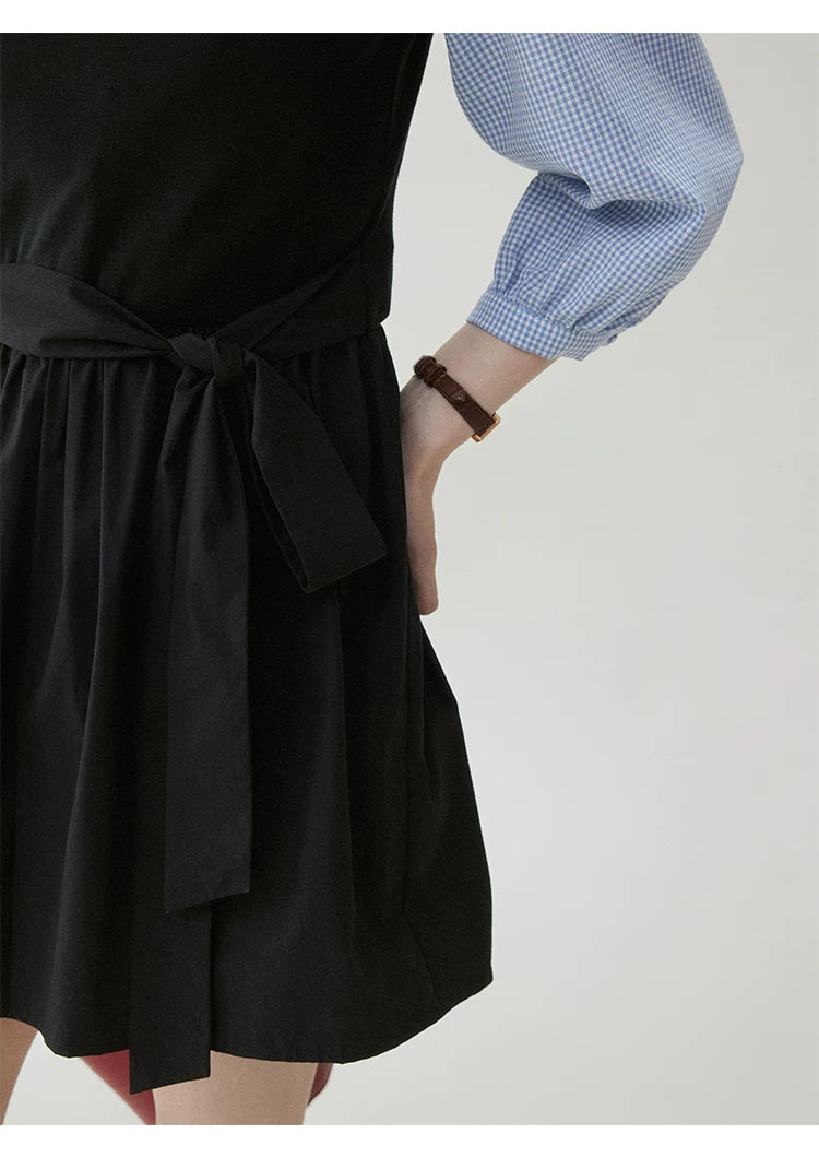 VOOE Crew Neck Lace-Up Vest Dress