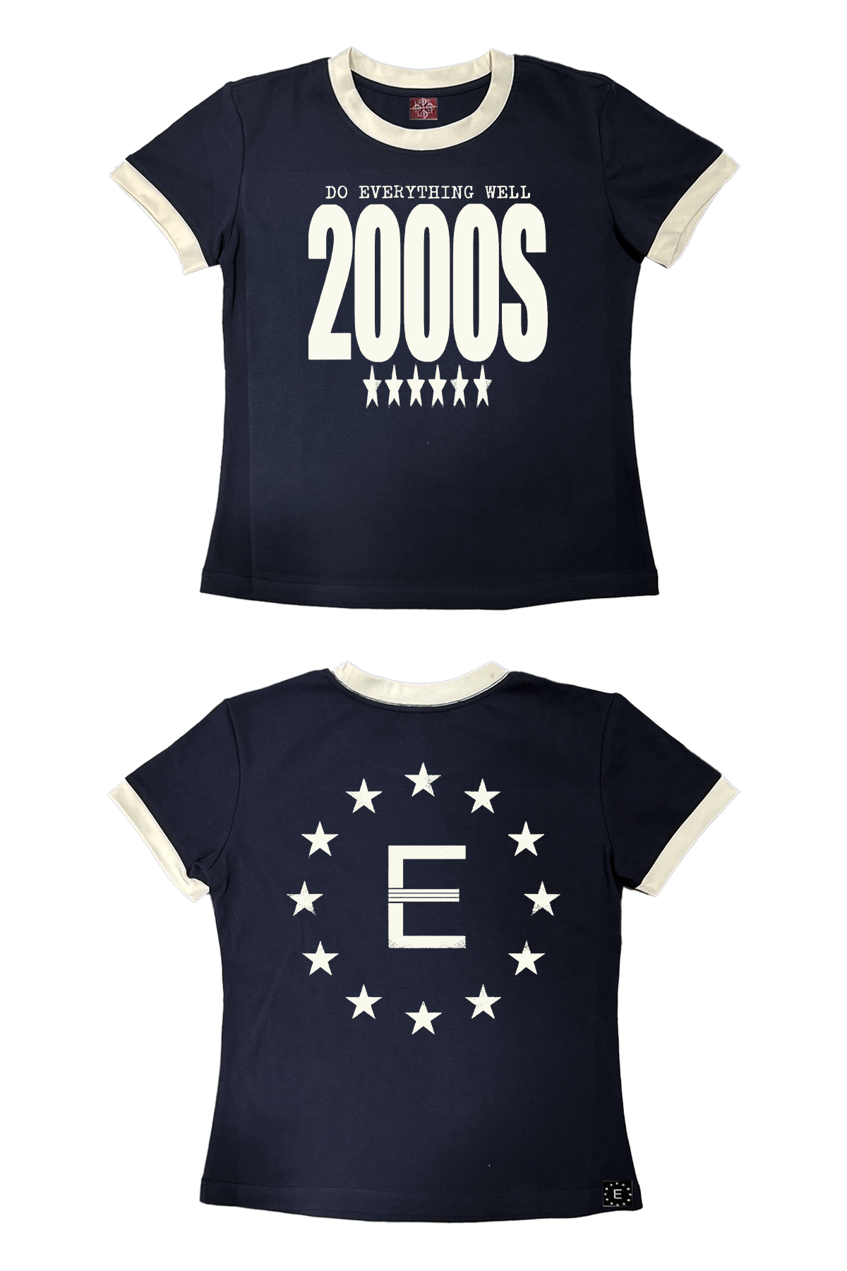 DETW 25ss * "2000S" Front Shoulder Slim Color Matching Short Sleeve Simple Commuter Tee