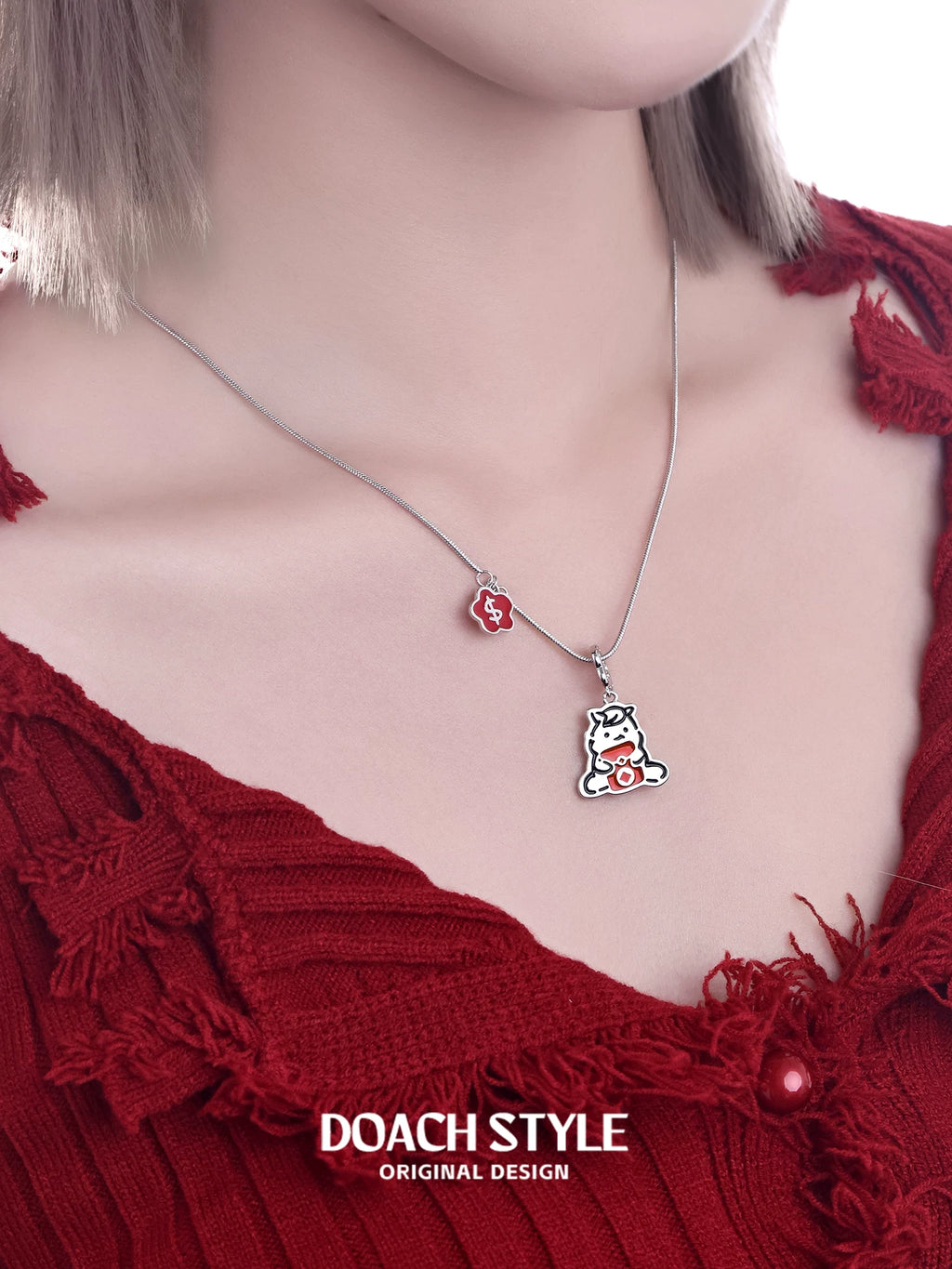 DOACH Pony Sweet Cool Pendant Exchangeable Clavicle Chain Necklace