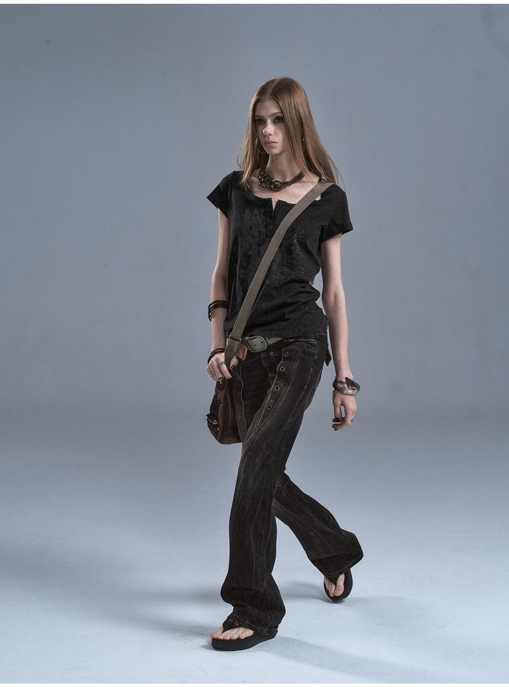 WearAndtear Large Round Neck Print Drape Light Tee