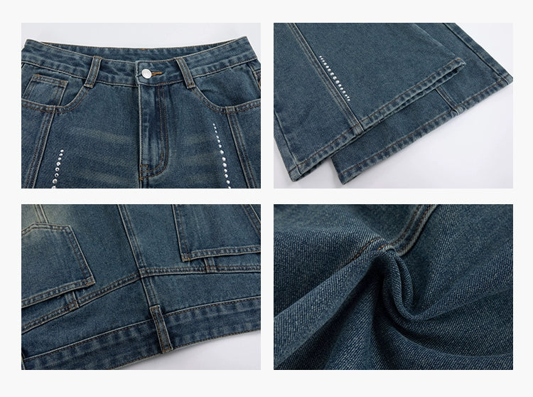 UNIFREE Hot Diamond Loose Wide Leg Jeans