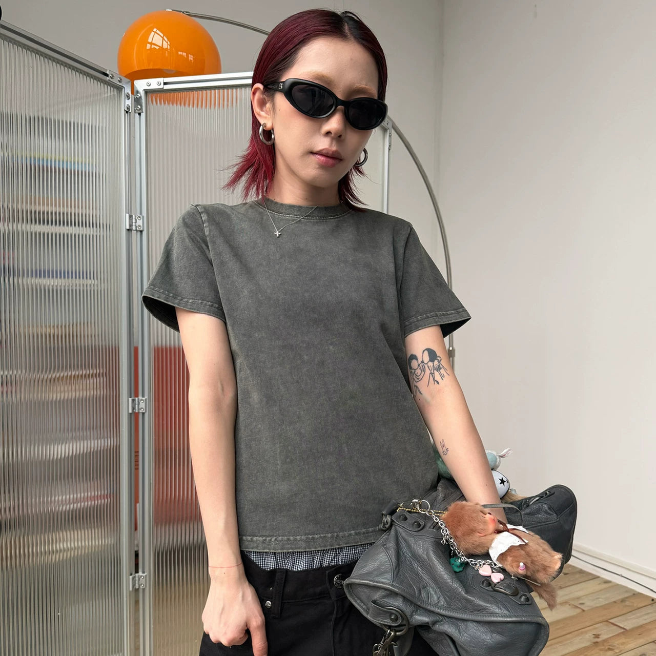 MMBBT Shoulder Short Versatile Casual Round Neck Tee