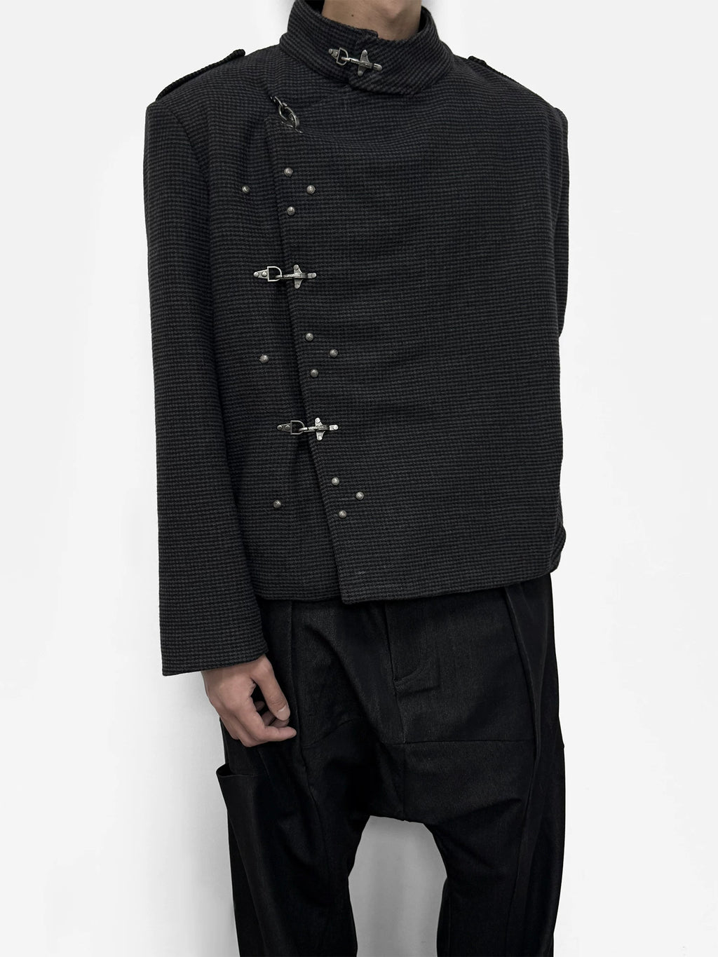 WANNA LAB Vintage Stand-Up Collar Short Jacket