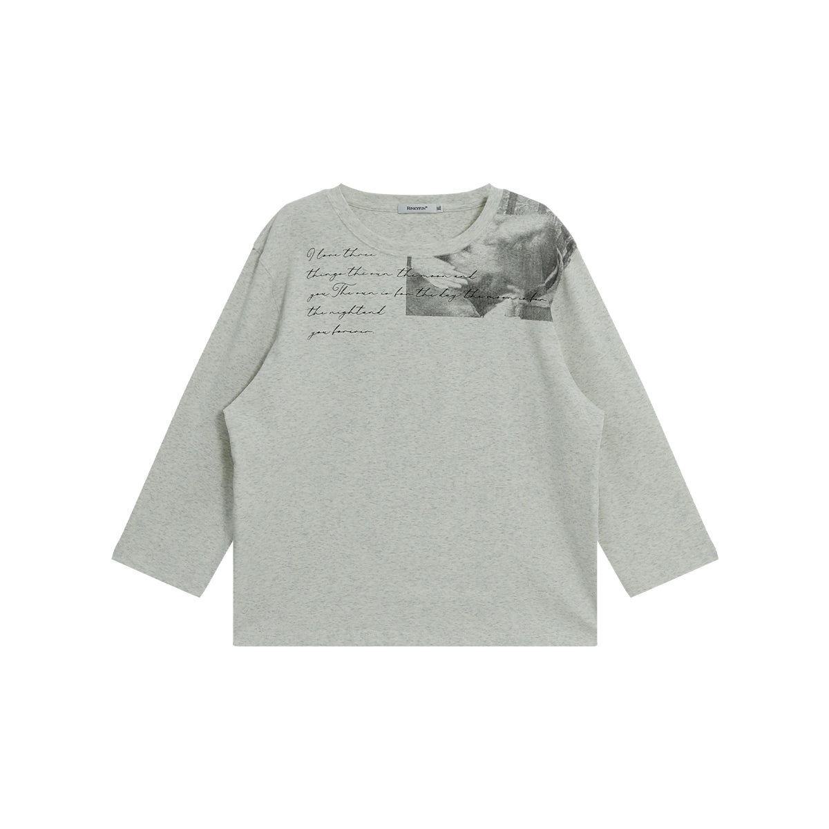 FUNKYFUN Portrait Kiss Slogan Print Seven-quarter Sleeve T-shirt