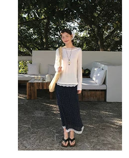 KANO Chiffon Polka Dot Slim-fit Skirt