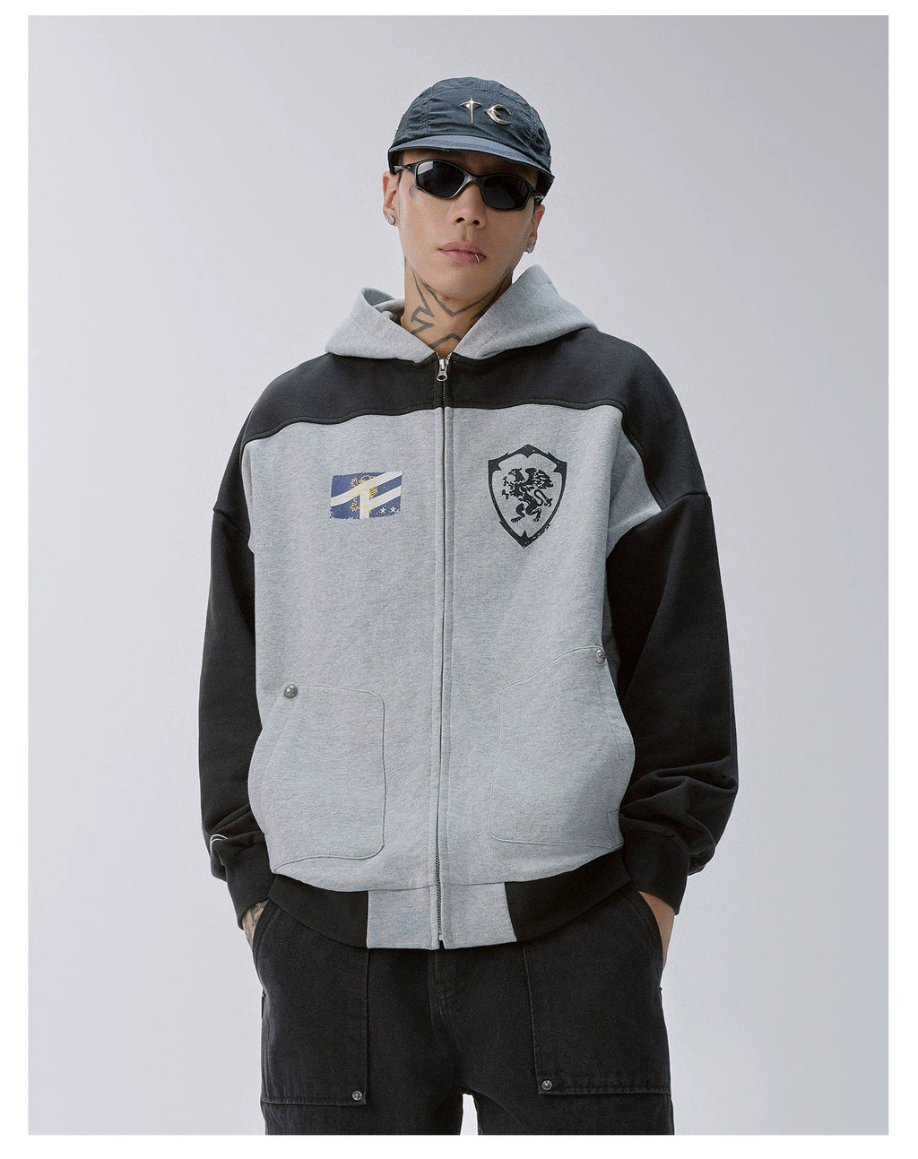 F2CE Splicing Contrasting Color Loose Casual Jacket