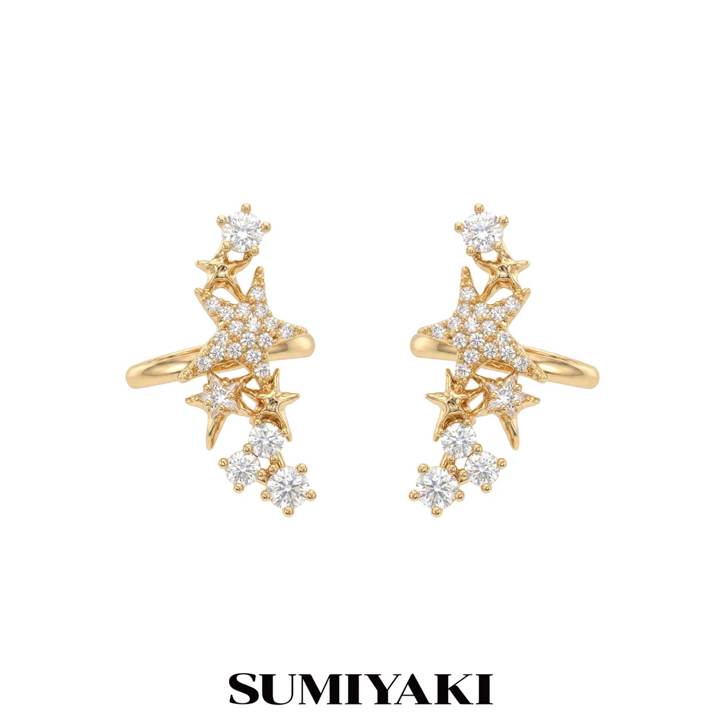 SUMIYAKI Temperament Is Full of Diamond Ear Clips