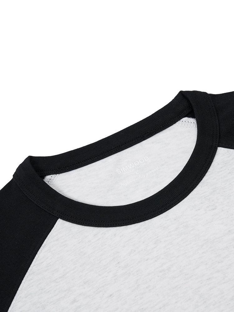 Simwood Contrast Crew Neck Shoulder Sleeves