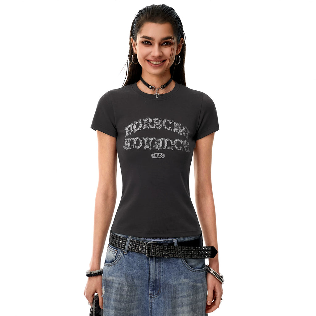 0123 Start Vintage Crew Neck Shoulder-fit Slim Tee