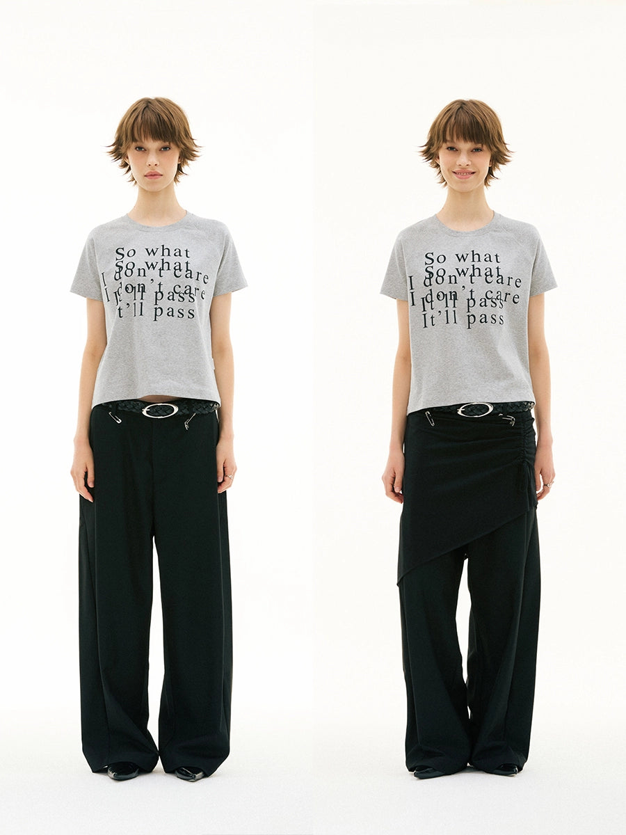 FUNKYFUN Slogan Shoulder Sleeve Loose Tee