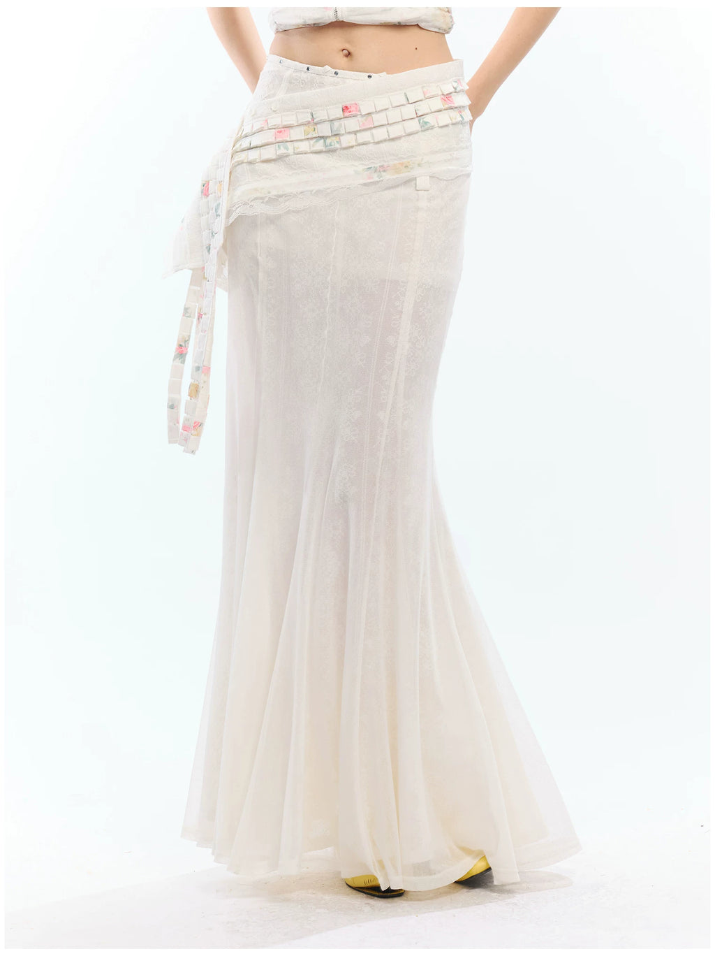 2th Desire Rivet Splicing High Waist Skirt