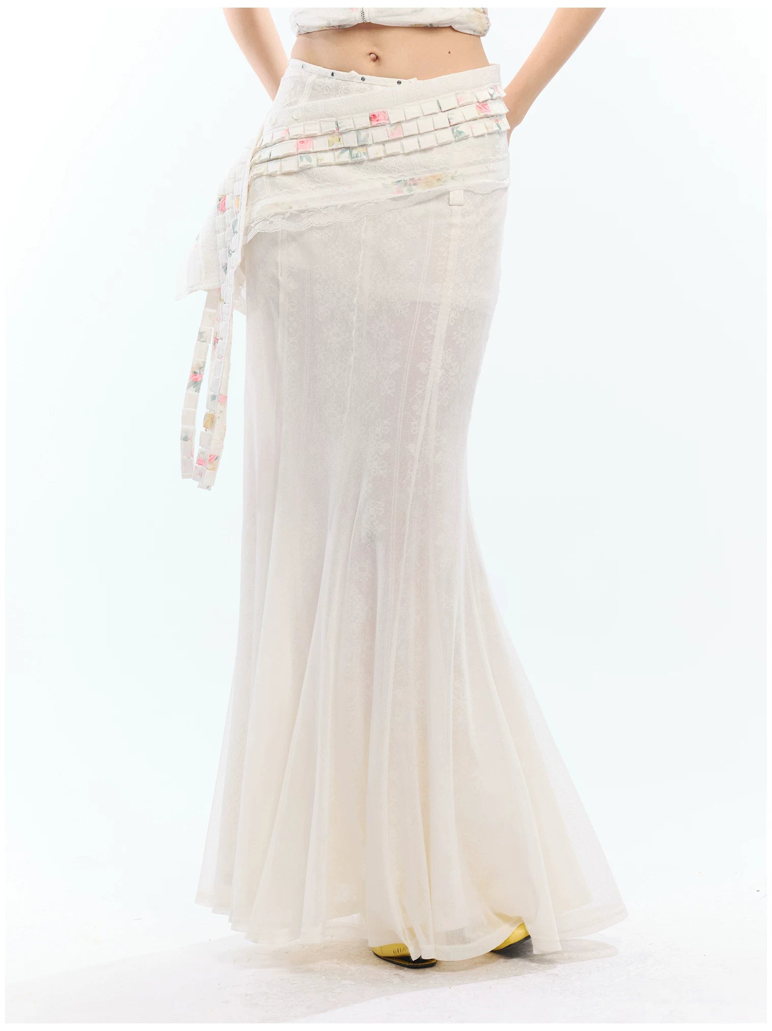 2th Desire Rivet Splicing High Waist Skirt