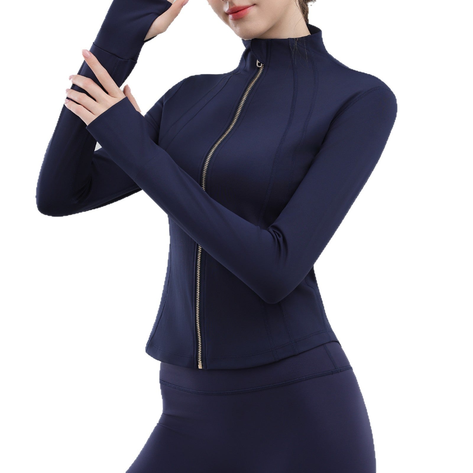 TIANQINGSE Stand-up Collar Windproof Zipper Slim-fit Sports Jacket