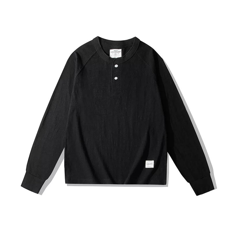 BlankMap Vintage Henry Collar Loose Shoulder Long Sleeves