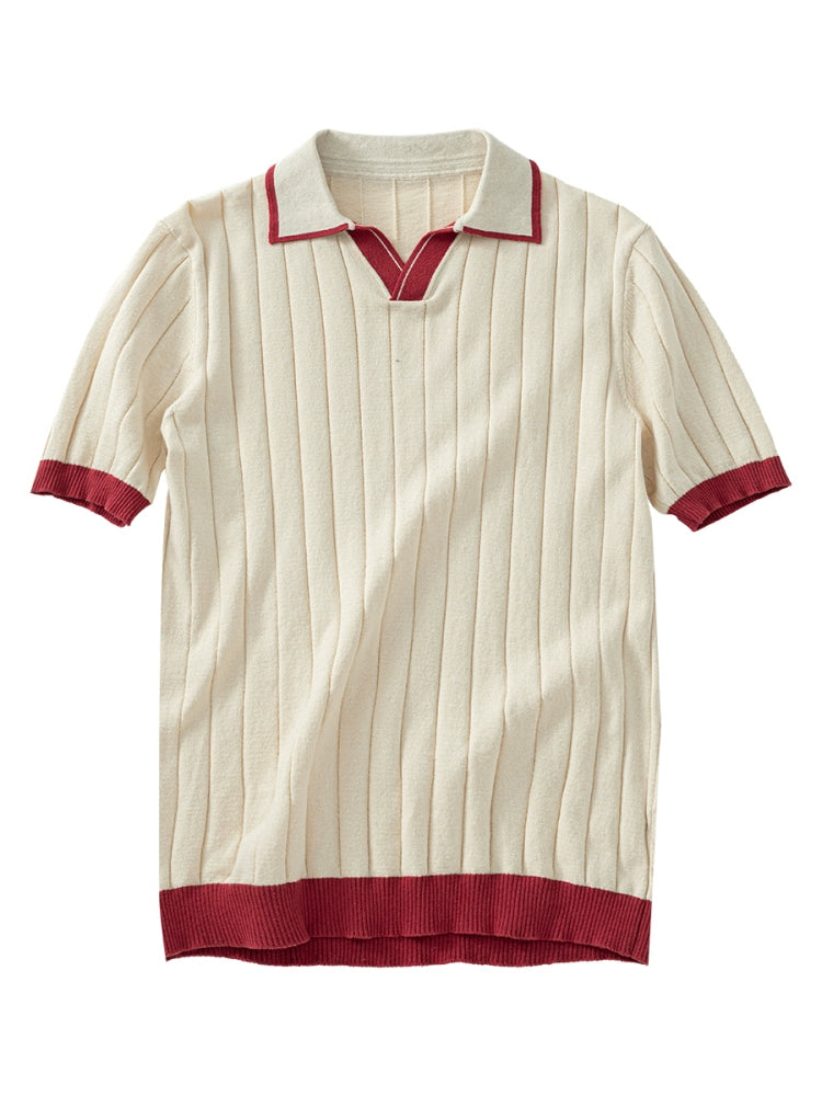 SOARIN Striped Gentleman Lapel Tee