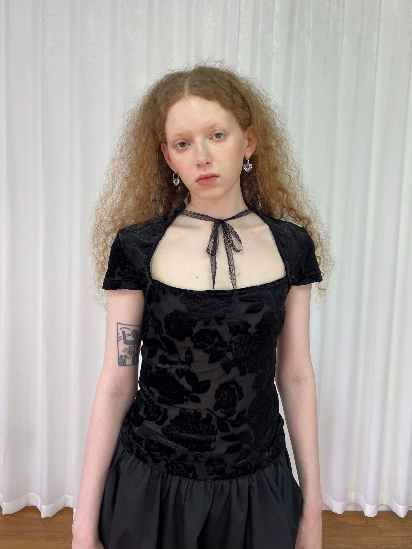 Loosesmell Jacquard Splicing Lace Skinny Shirt
