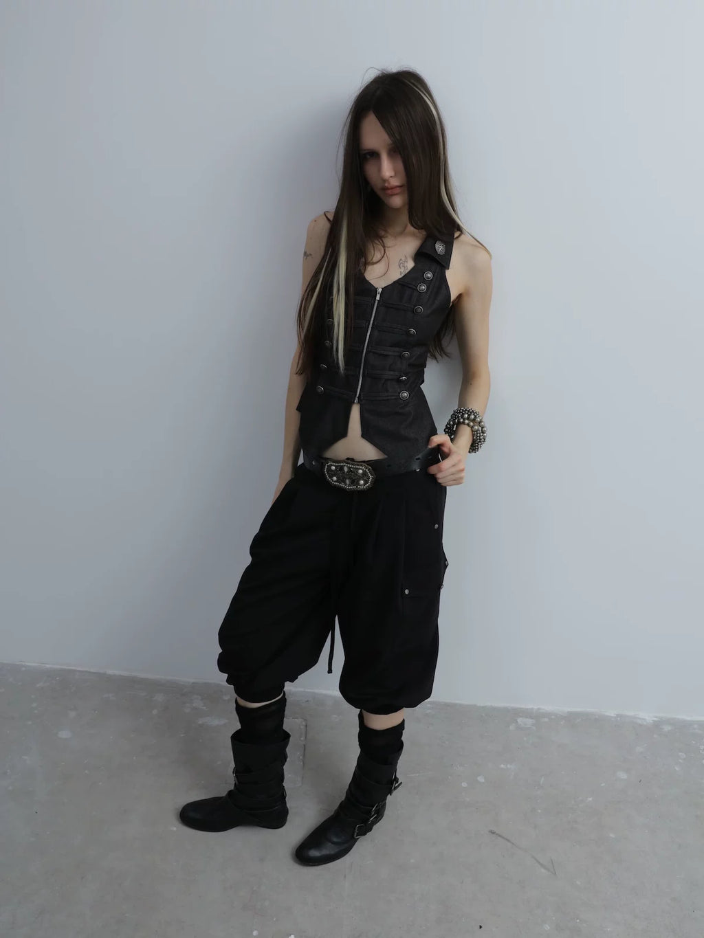 DoublePunch V-neck Double-breasted Slim-fit Waist Vest