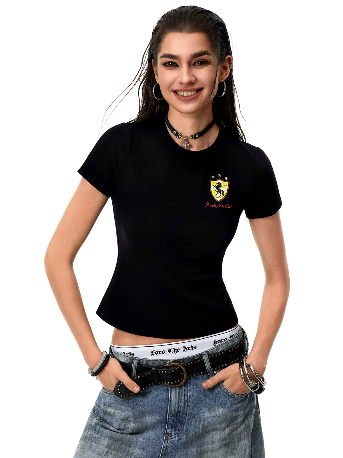 0123Start Badge Front Shoulder Slim Tee