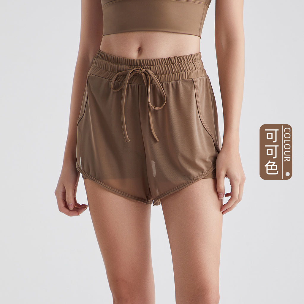 Athena Lulu Mesh Fake Two-Piece Yoga Shorts