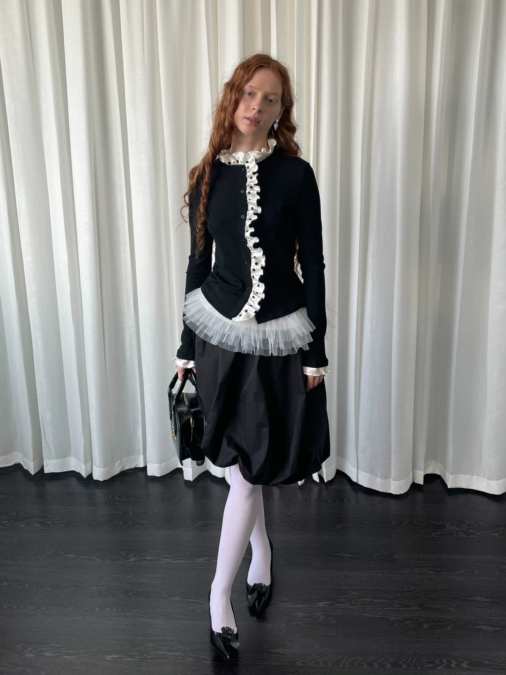 Loosesmell Polka Dot Placket Long Sleeve