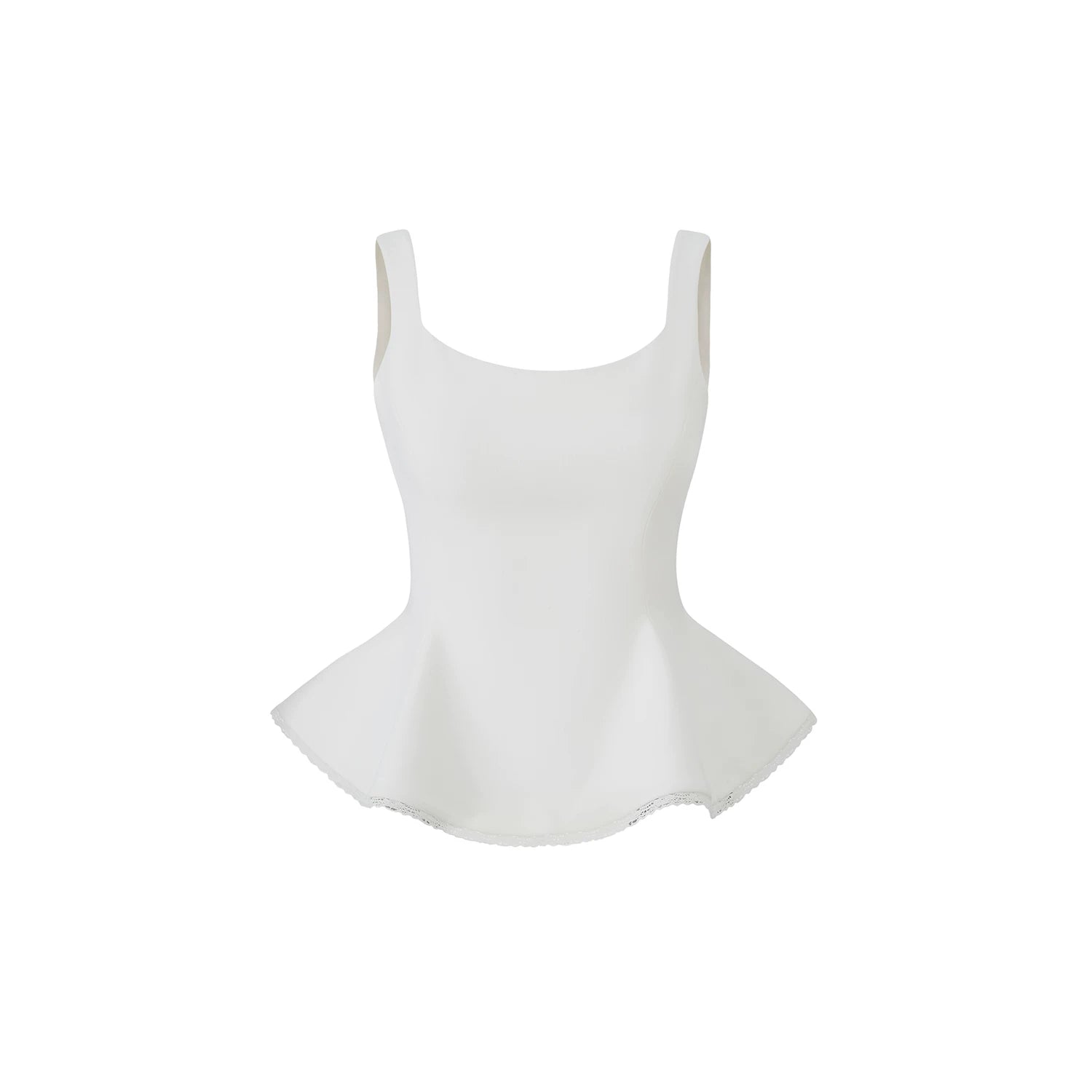 Avenement Ruffled Square Collar Sleeveless Slim Slimming Tank Top