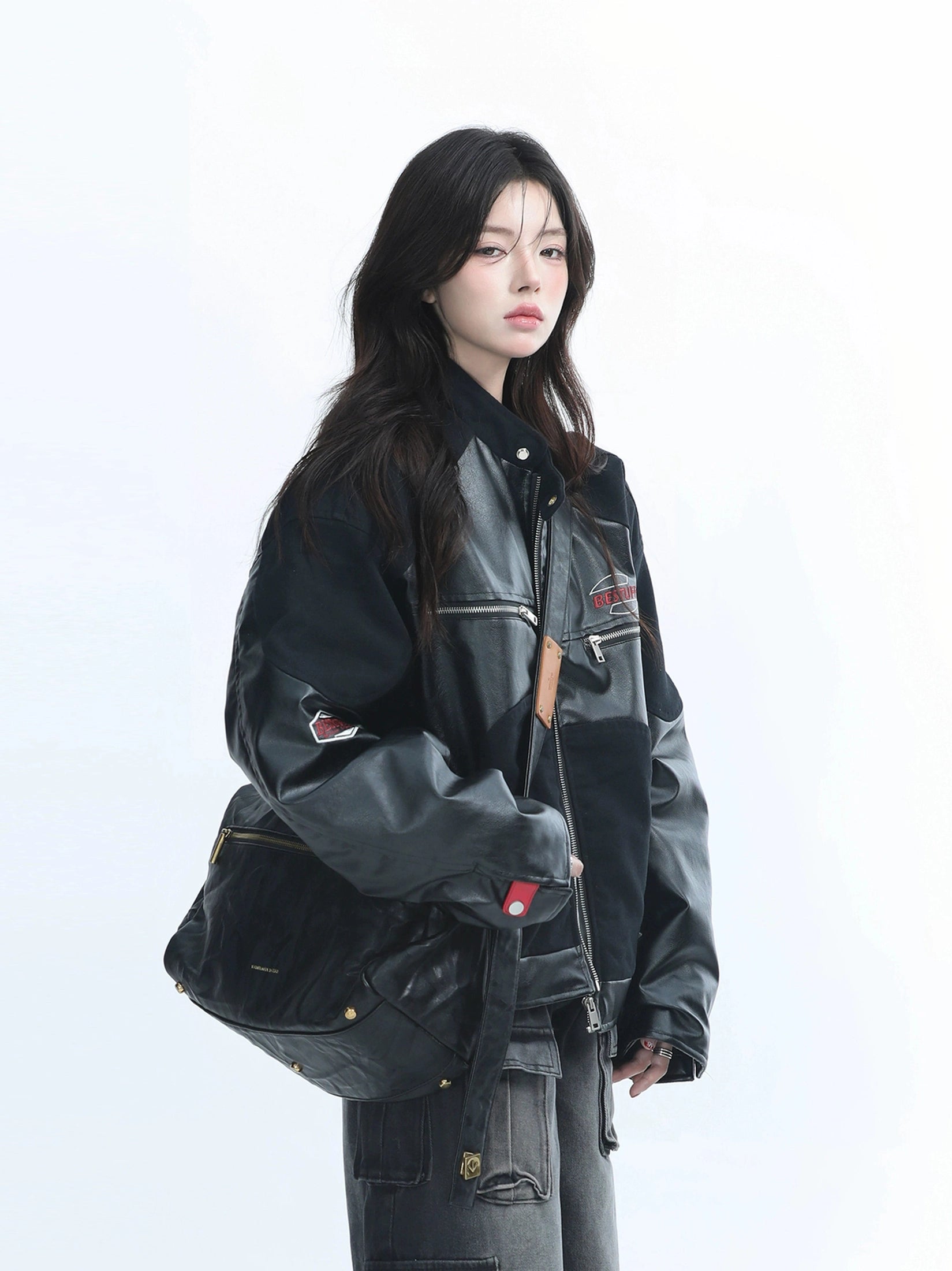 Zuocisankon Vintage Thickened Leather Jacket