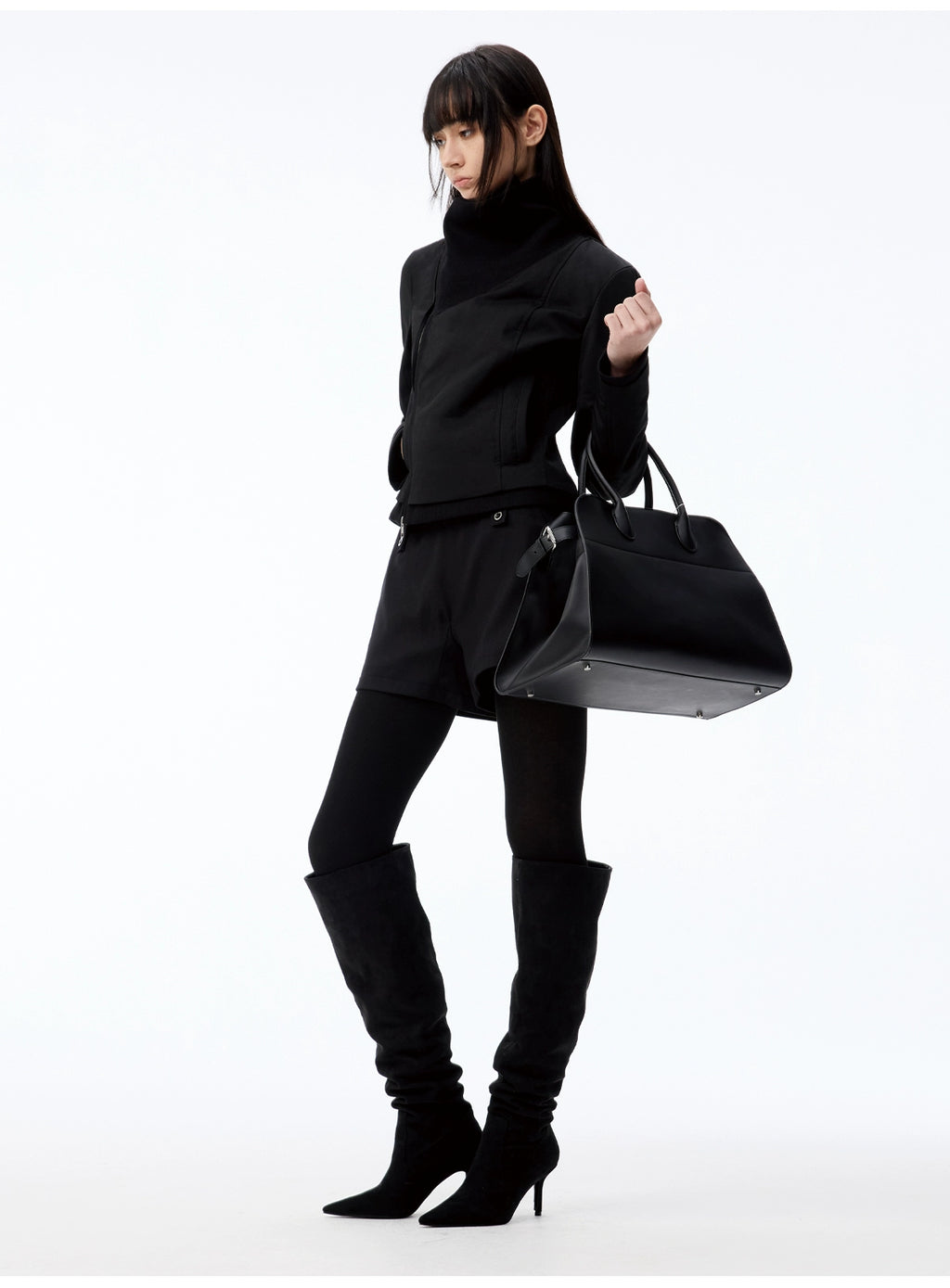 JCAESAR WOMEN Threaded Cross-Neck Slim-Fit Oblique Zipper Down Jacket