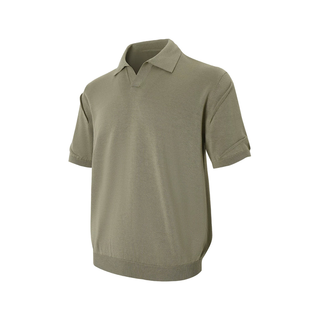Borrowed Project V-neck Knit Polo Tee