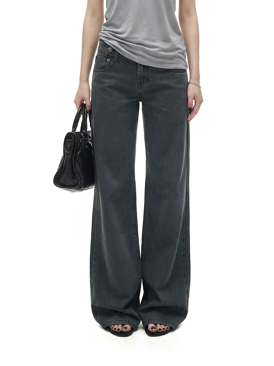 WITHMIN Low-rise Slim Straight Casual Pants