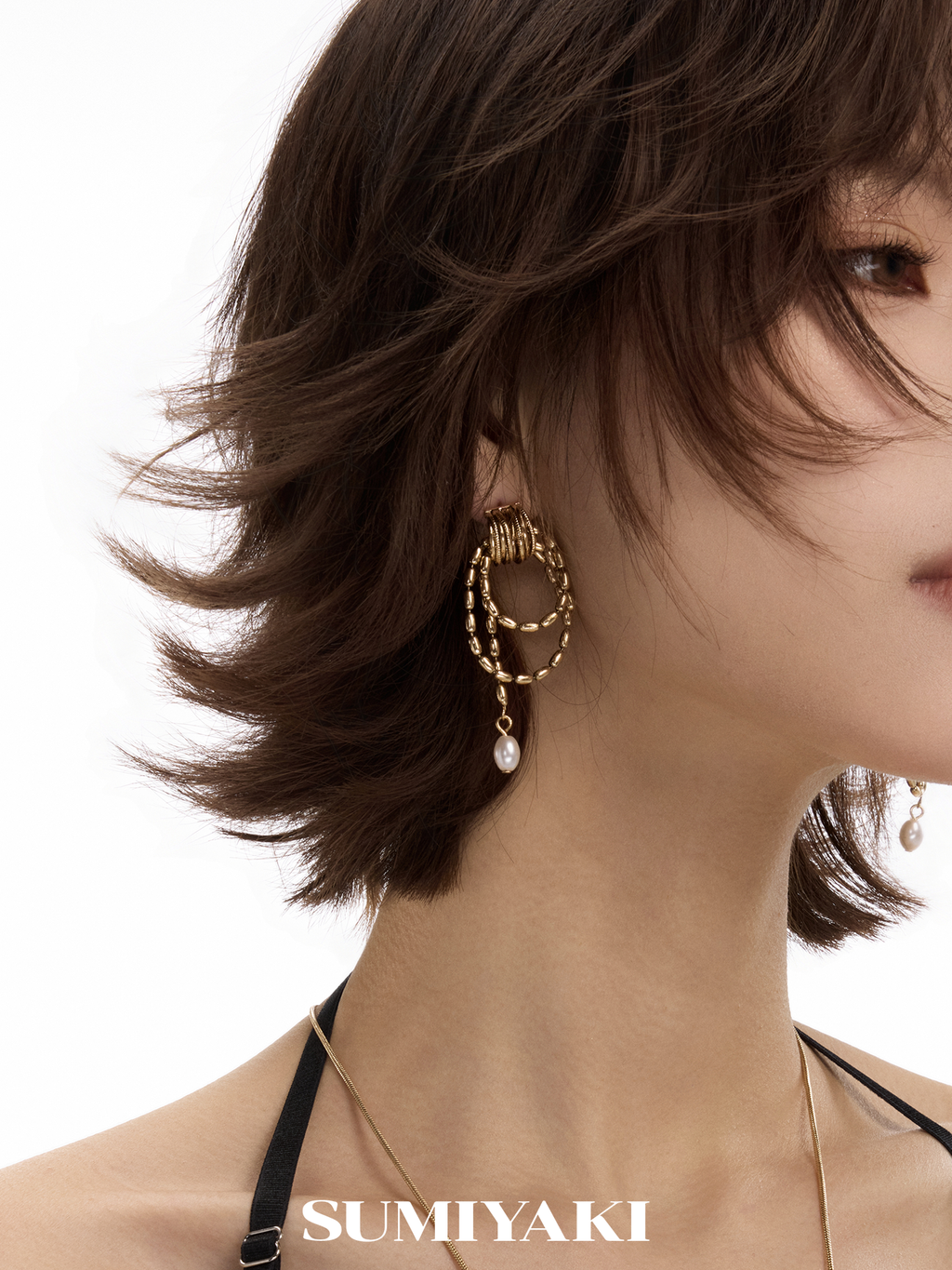 SUMIYAKI Multi-layer Chain-wound Pearl Earrings