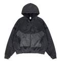SUPER WAY Vintage Stitching Digital Print Hooded Sweater