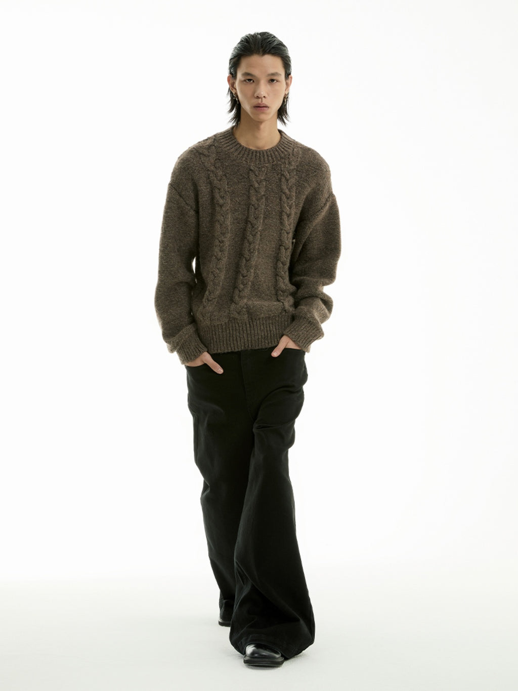FUNKYFUN Twisted Curved Twist Knitted Sweater