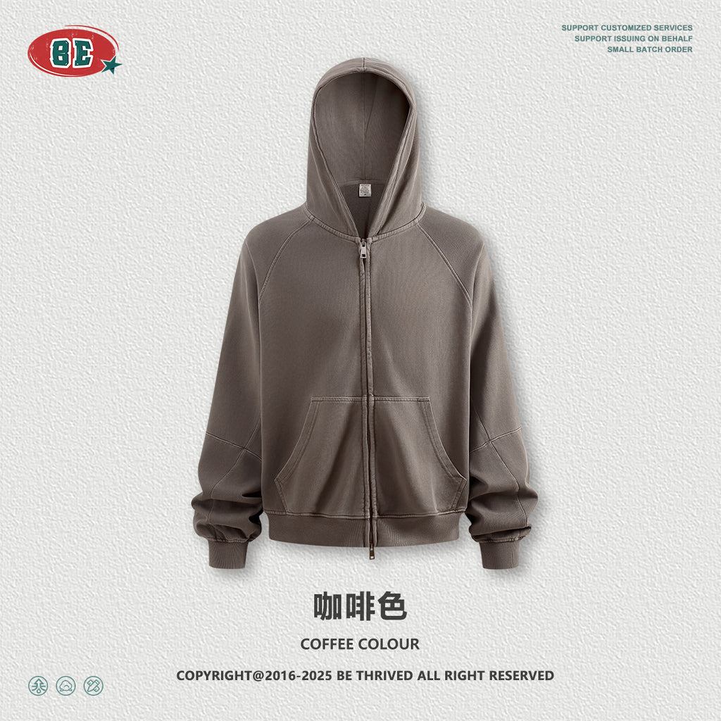 BE Heavy Silhouette Splicing Zip Sweater