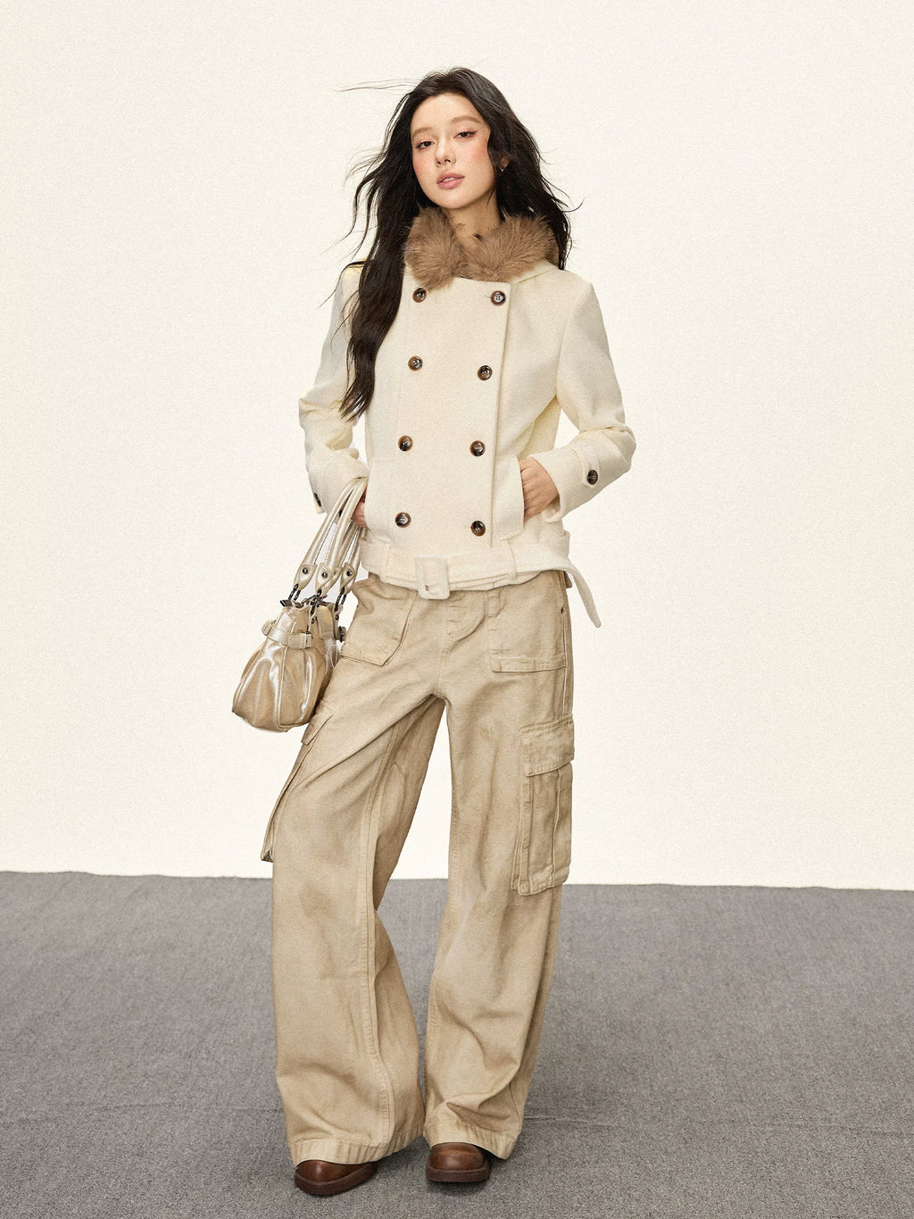 Cherry Melody Double-breasted Tweed Hooded Jacket